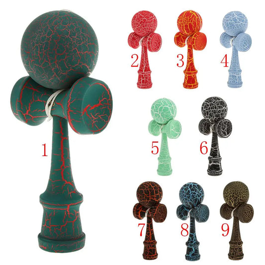 Full Crackle Paint Kendama Japanese Traditional Toy Kids Wooden Skill Ball Games Wooden Cup Ball String Stick Game Toy Accessory