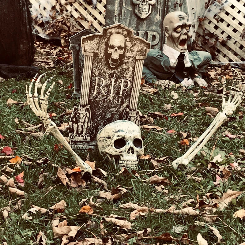 halloween Garden Decoration fake Skull Skeleton scary props Horror Tombstone Haunted House Outdoor Decor Graveyard Trick Props