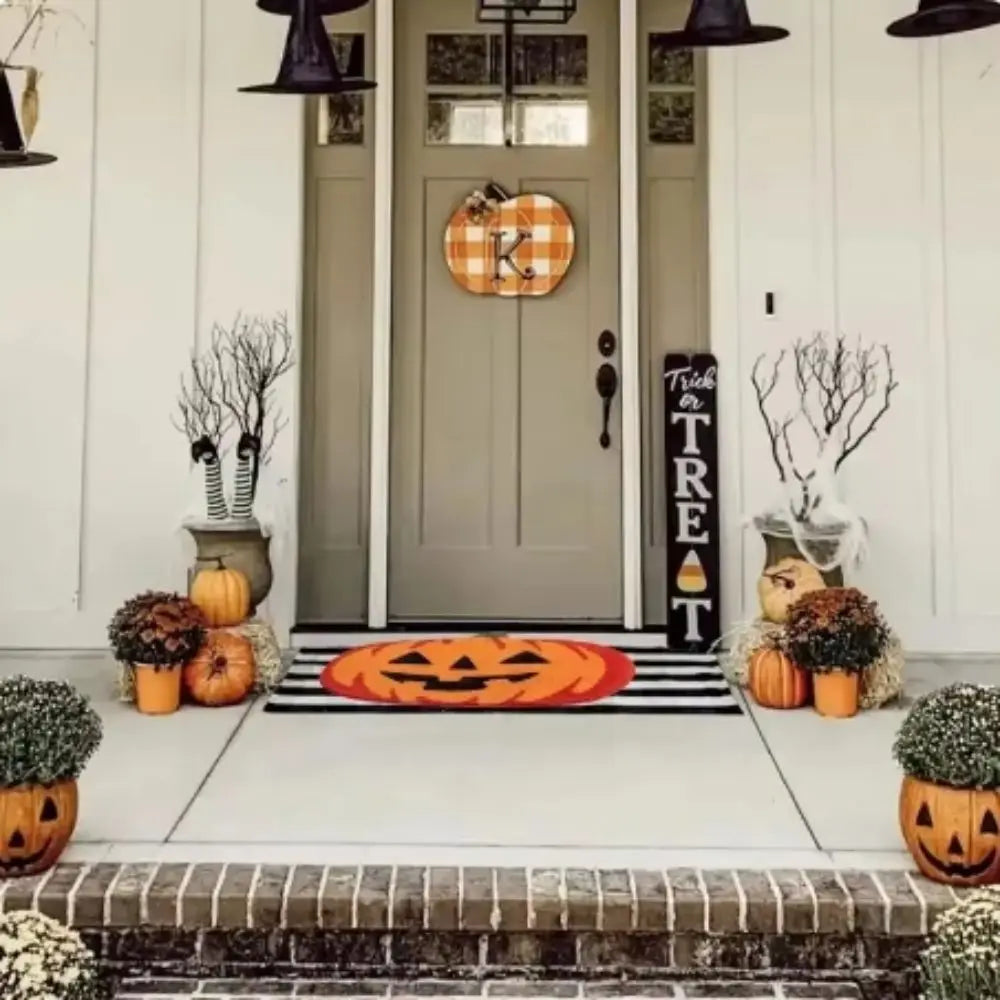 VIAKMA Halloween Pumpkin Mat Bathroom Non-Slip Absorbency Foot Mat Living Room Sofa Comfortable Decorative Floor Mat