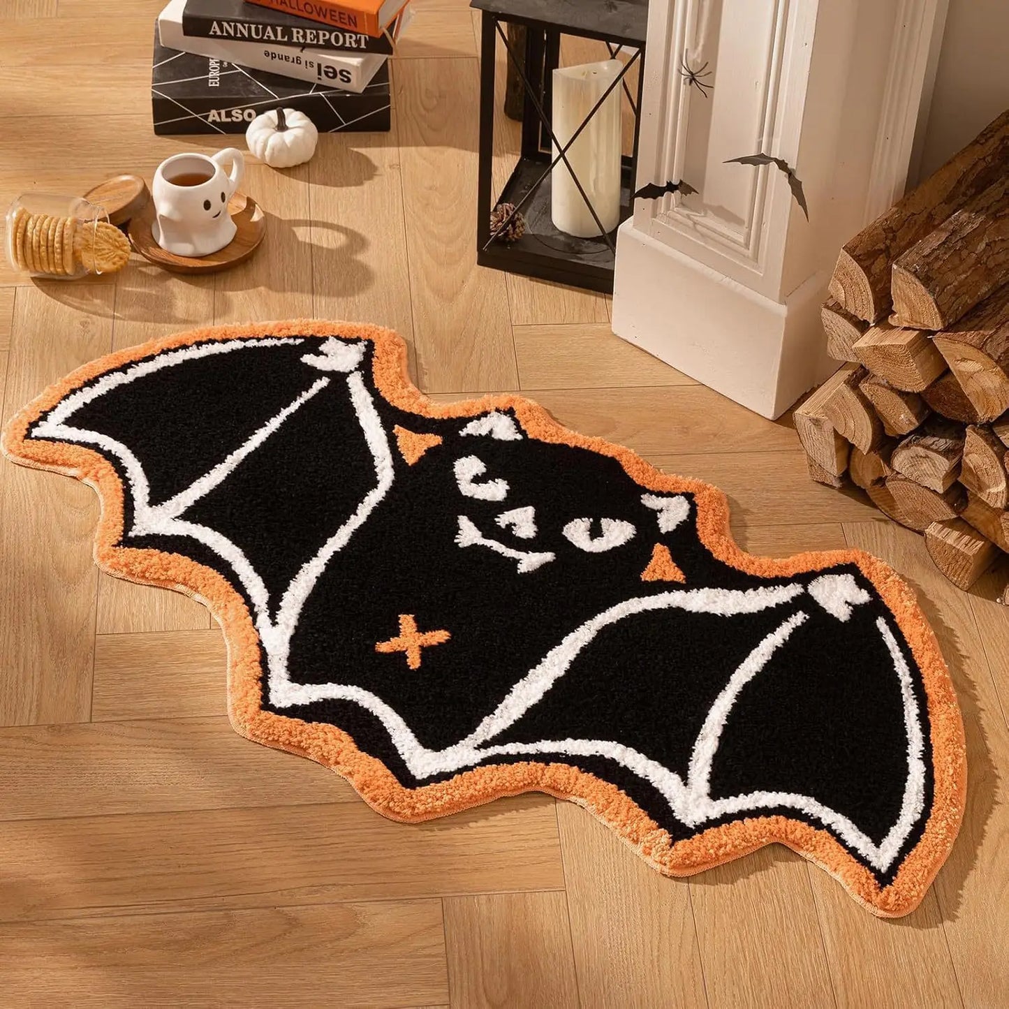VIKAMA Halloween Ghost Carpet Comfortable Soft Imitation Cashmere Home Decor Bedroom Decor Rug Entrance Hall Doormat