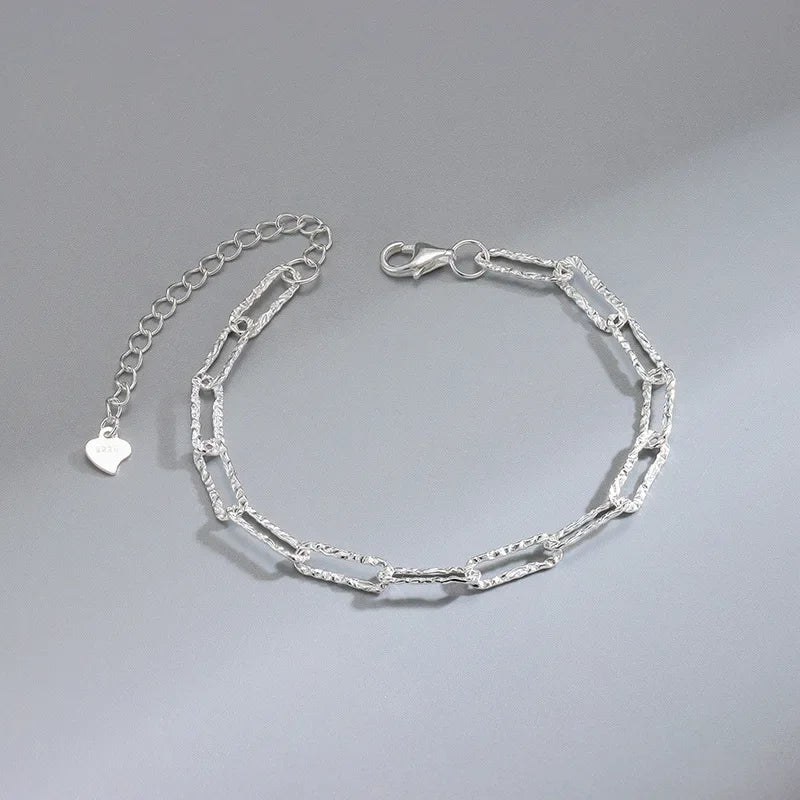 925 Sterling Silver Hollow Heart Zircon Bracelets For Women Korean Sweet Sparkling Adjustable Chain Bracelet Fashion Jewelry