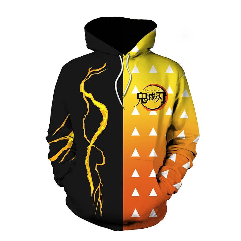 Anime Demon Slayer Kimetsu No Yaiba 3D Hoodie Sweatshirts Agatsuma Zenitsu Tomioka Giyuu Cosplay Men Coat Outfit