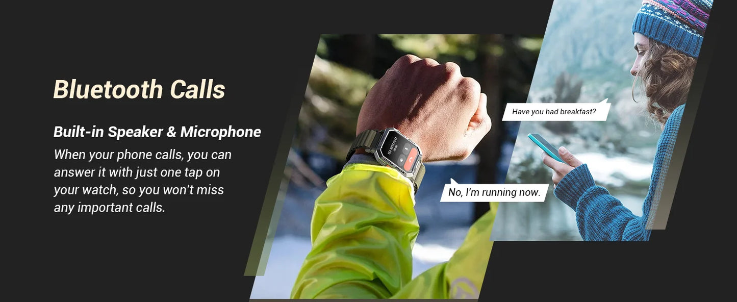 Blackview New Smart Watch 2.01'' HD Display Outdoor Men's Watches with Emergency Lighting Bluetooth Call Waterproof Smartwatch