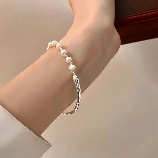 1PC New Elegant Pearl Half Bangle Bracelet For Women Beauty Luxury Fashion Jewelry Girl Stylish Simplicity Gift Party