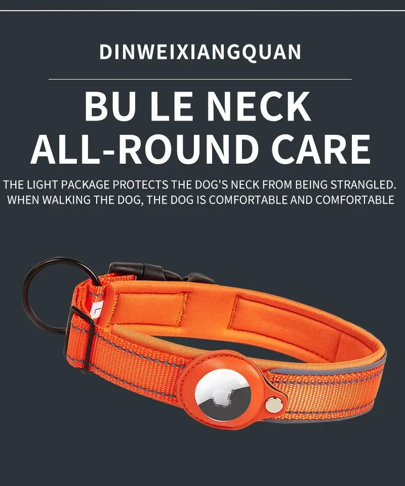 AirTag Dog Collar Reflective Dog Collar Padded Dog Collars AirTag Holder Case Adjustable Pet Collar for Small Medium Large Dogs