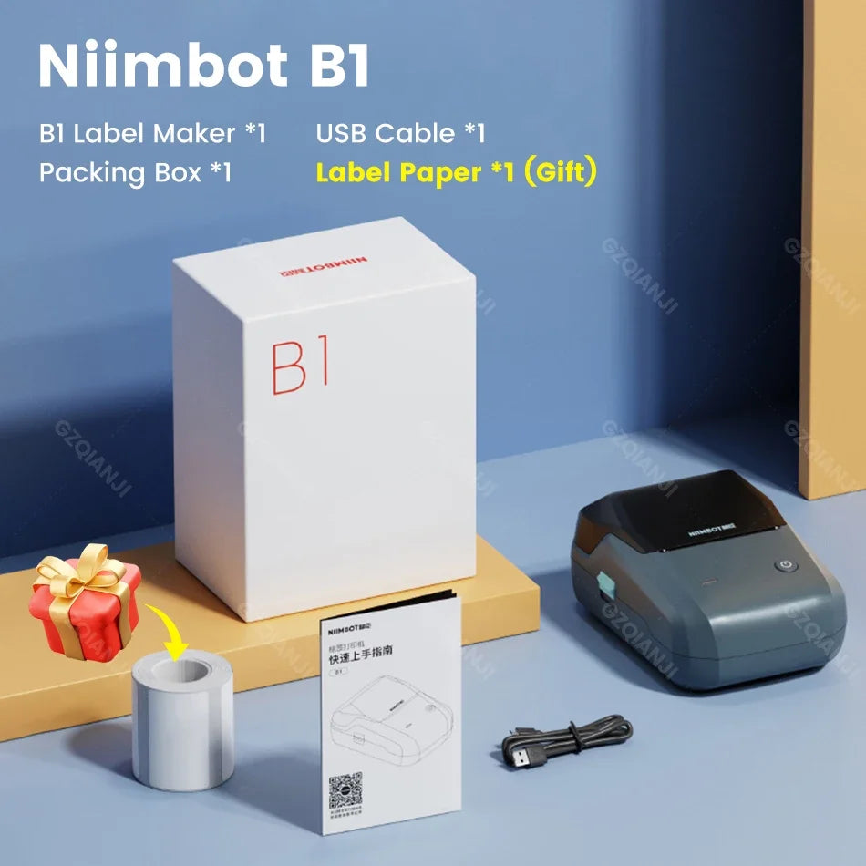 NIIMBOT Mobile B1 Label Printer Bluetooth Thermal Paper Pocket Maker Self-Adhesive Sticker Labeling Tag Price for Retail Store
