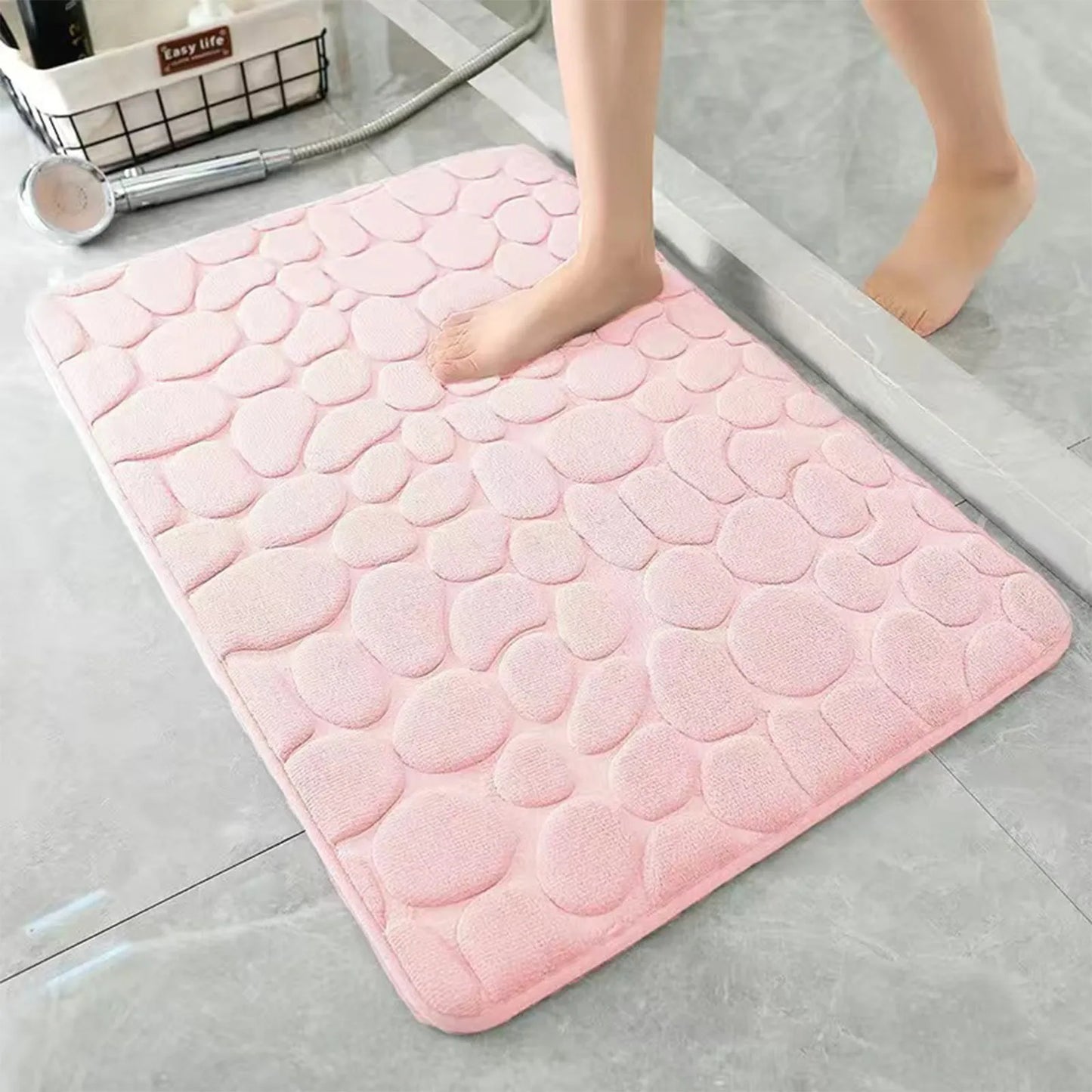 Non Slip Bathroom Mat Bath Mats Absorbent Doormat Carpet Cobblestone Embossed Door Floor Mats Machine Washable Quick Drying