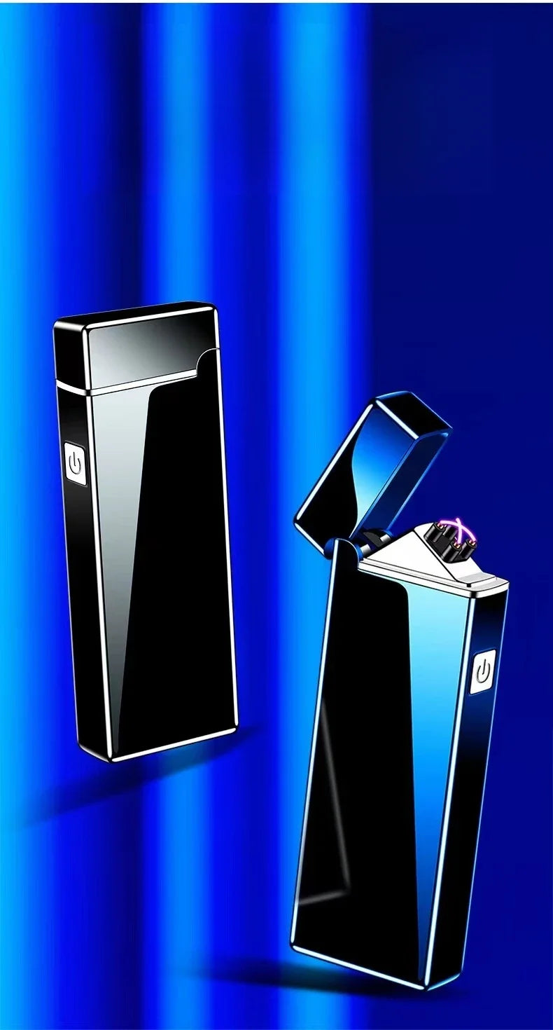 New Electronic Windproof Double Arc Pulse Flameless Lighter USB Charging Cigar Outdoor Lighter Cigarette Accessories Men's Gift