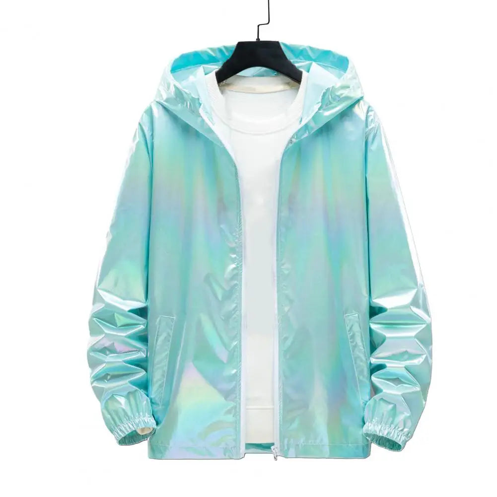 Sunscreen Jacket Spring Autumn Colorful Bright Face Sunscreen Clothes Thin Trendy Hooded Windbreaker Coat Jacket Street Clothing