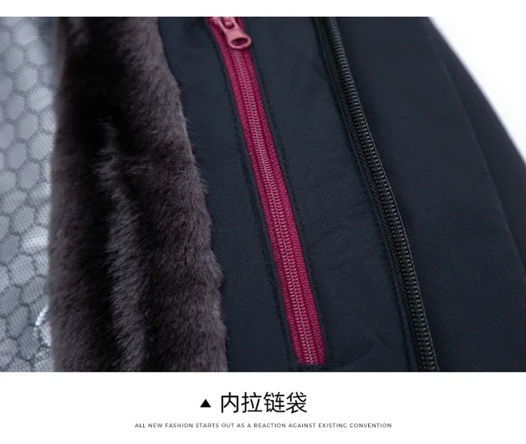 Mens Winter Jacket Windproof Men Thick Warm Gift For Father Husband Parka Windproof Parkas New Fashion Fleece Hooded Winter Coat