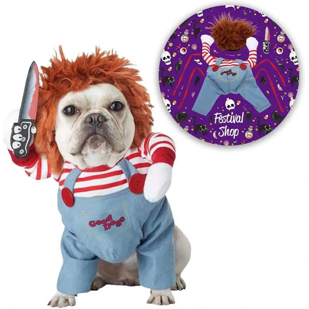 Halloween Dog Costumes Funny Pet Clothes Adjustable Dog Cosplay Costume Sets Novelty Clothing For Medium Large Dogs Bulldog Pug