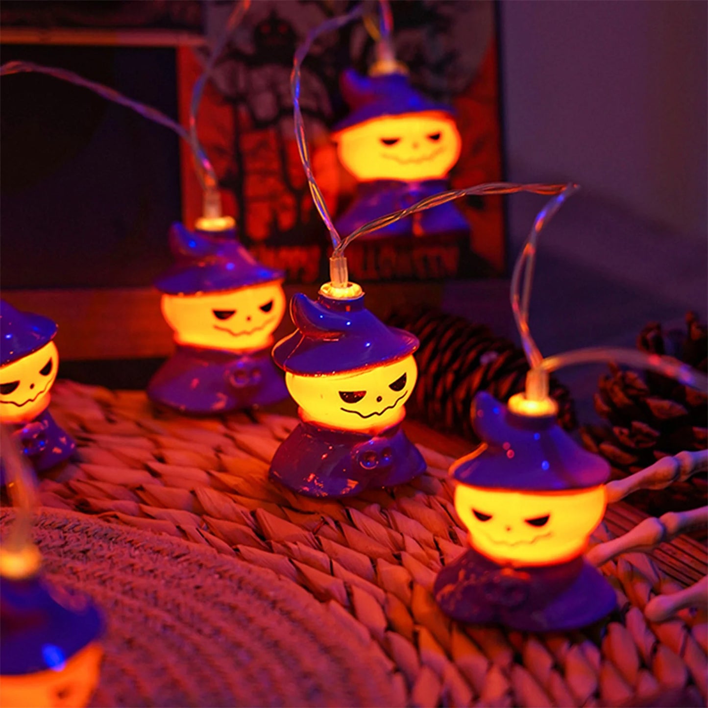 New Creative Halloween Pumpkin Ghost Lantern String Supplies Luminous Decorative Items Props Household Scene Arrangement Gifts