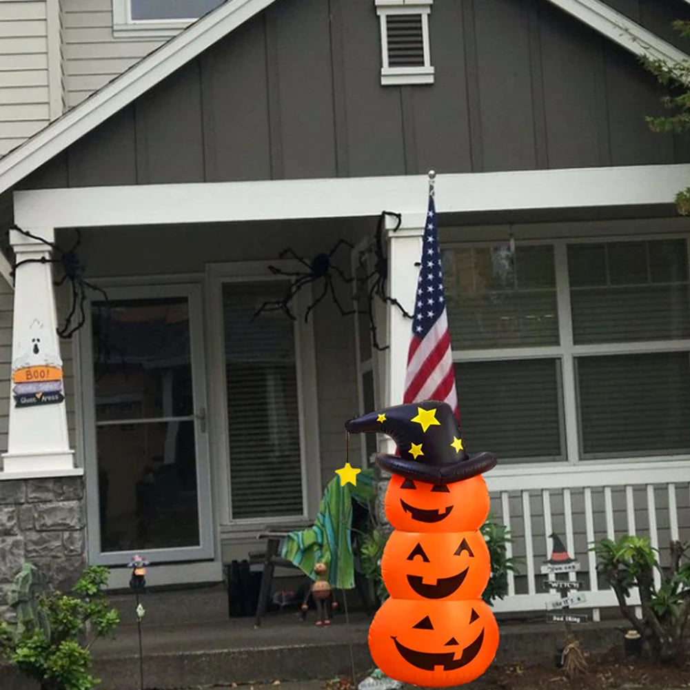 Halloween Standing Inflatable Pumpkin Windproof Inflatable Pumpkin Ghost Horror Festival Theme Indoor Outdoor Garden Decorations