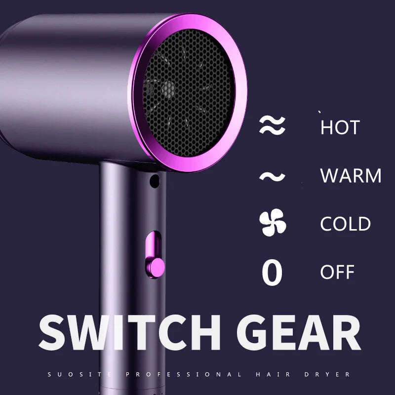 Hairdryer With Noiseless Operation Strong Wind and Anion Technology Fast Drying Hairdryer for Everyday Use