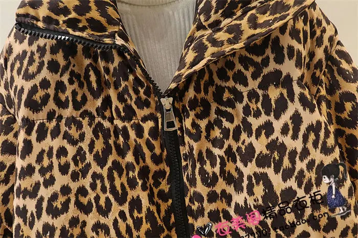 Winter Women's down jacket 2024 Trendy Simple Casual Stand Collar Zipper Large Size Cotton Padded Long Leopard Coat Outwear A236