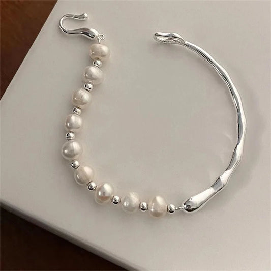 1PC New Elegant Pearl Half Bangle Bracelet For Women Beauty Luxury Fashion Jewelry Girl Stylish Simplicity Gift Party