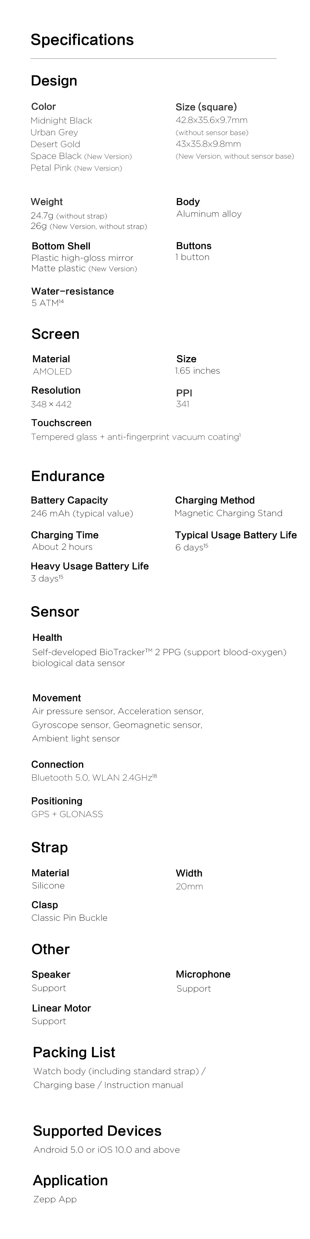 Amazfit GTS 2 Smartwatch 5ATM Waterproof Health and Fitness Tracking Smart Watch ALEXA Built-In 95-90New Smart Watches
