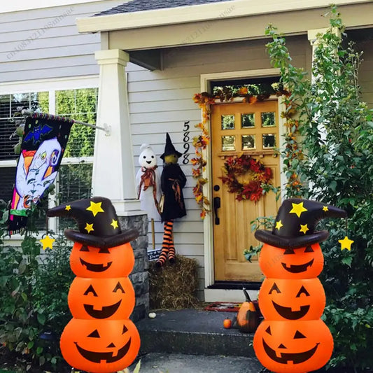 Halloween Standing Inflatable Pumpkin Windproof Inflatable Pumpkin Ghost Horror Festival Theme Indoor Outdoor Garden Decorations