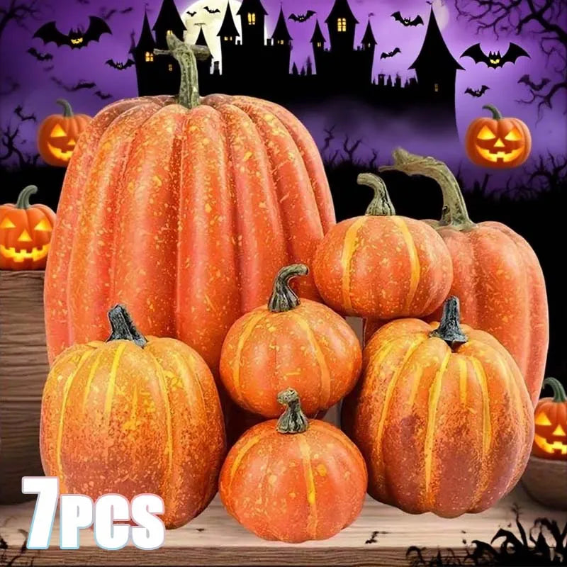 7PCS Fake Pumpkin Decoration for Halloween DisplayPhotography and Early Education Prop for Cabinet or Home Decor Home Decor