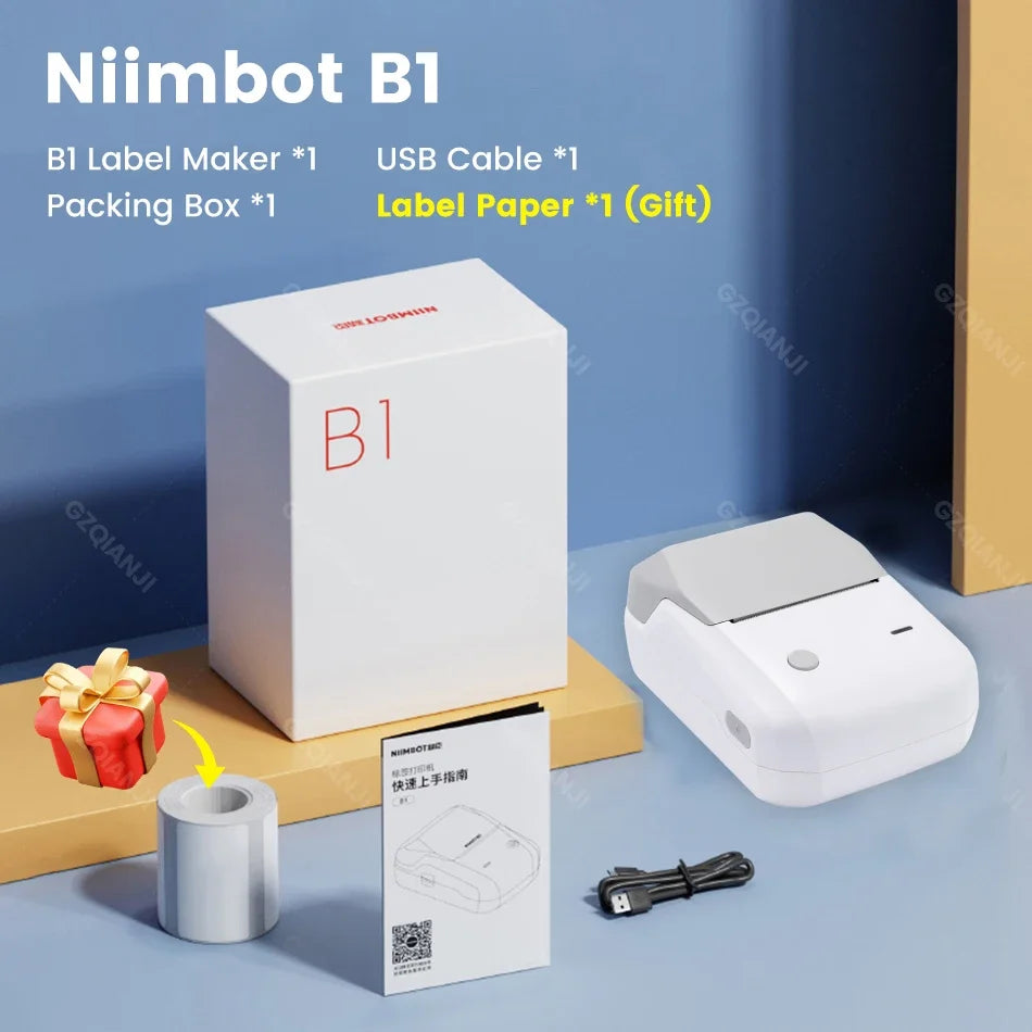 NIIMBOT Mobile B1 Label Printer Bluetooth Thermal Paper Pocket Maker Self-Adhesive Sticker Labeling Tag Price for Retail Store
