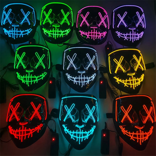 1pc Wireless Halloween Neon LED Purge Mask Masque Masquerade Party Masks Light Grow in the Dark Glowing Masker