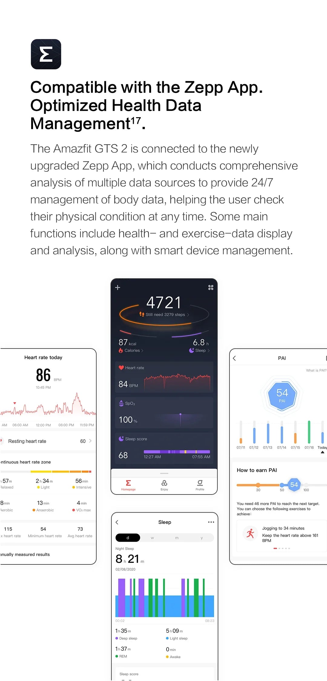 Amazfit GTS 2 Smartwatch 5ATM Waterproof Health and Fitness Tracking Smart Watch ALEXA Built-In 95-90New Smart Watches