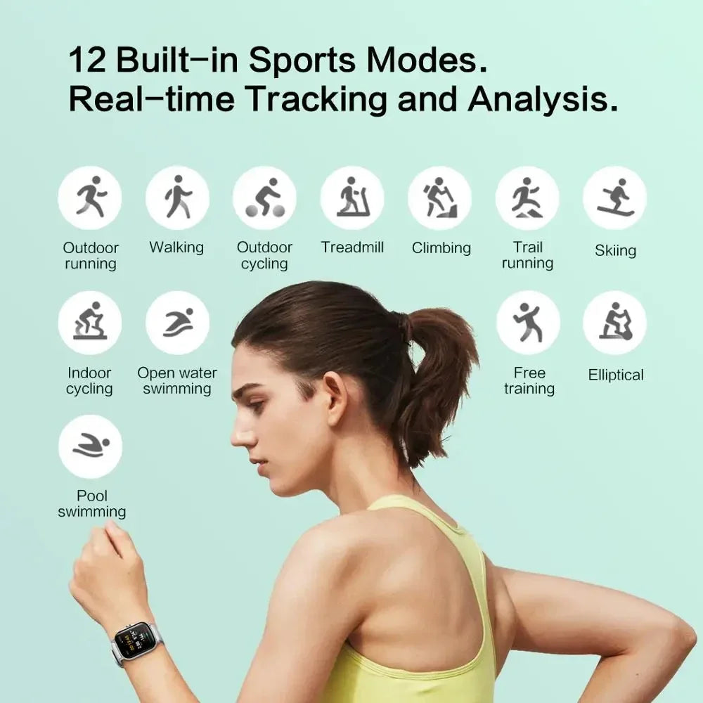 Amazfit GTS 2 Smartwatch 5ATM Waterproof Health and Fitness Tracking Smart Watch ALEXA Built-In 95-90New Smart Watches