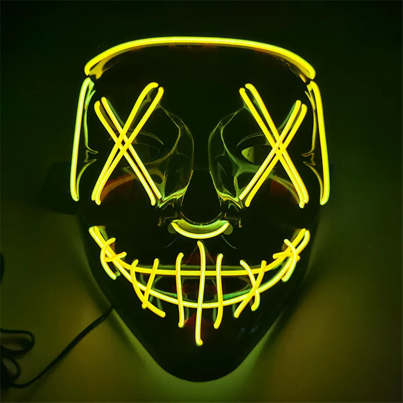 1pc Wireless Halloween Neon LED Purge Mask Masque Masquerade Party Masks Light Grow in the Dark Glowing Masker
