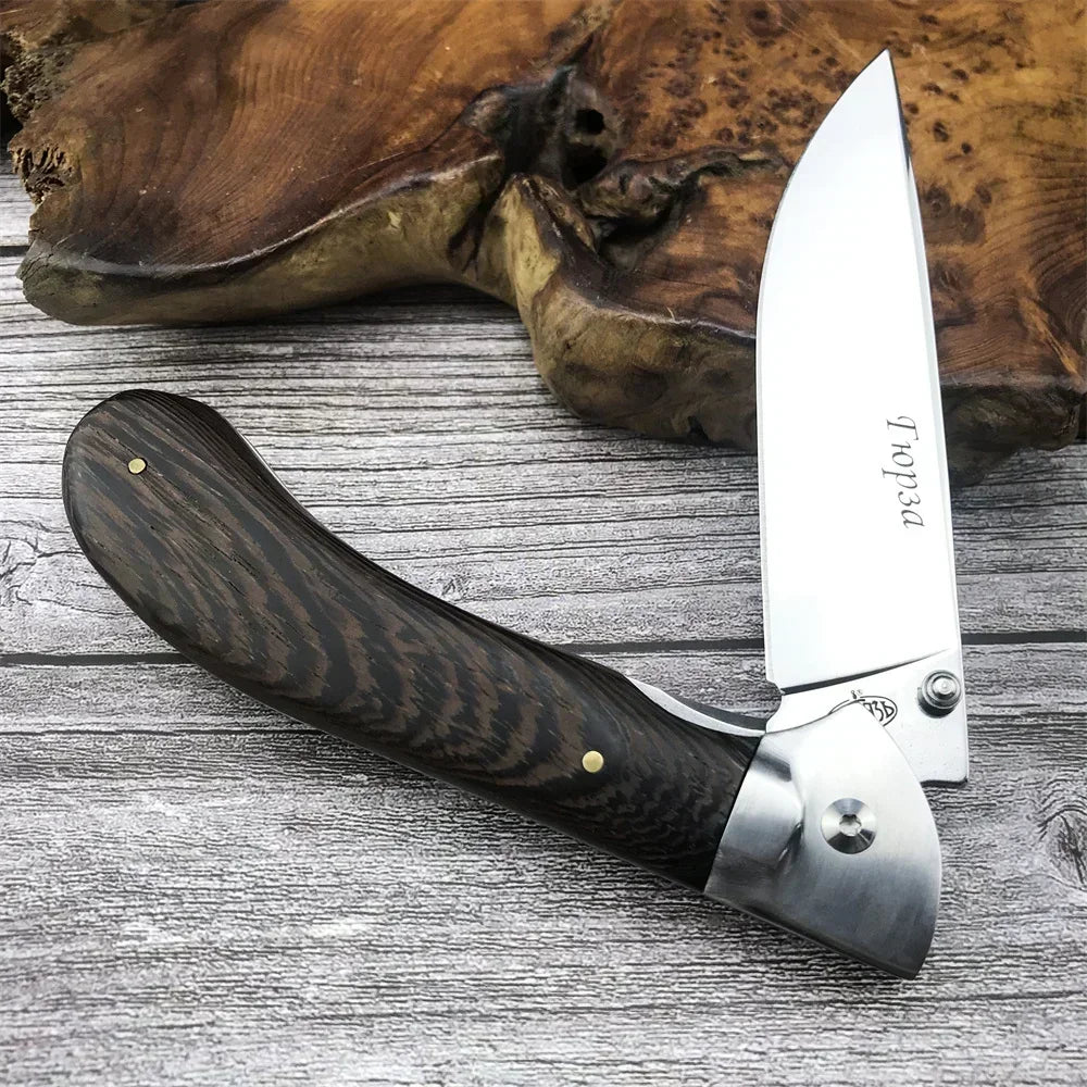 New Russian Style Manual Pocket Knife Flipper Blade Outdoor Hunting Tools Sharp Blade Wood Handle Folding Knife Survival Gear