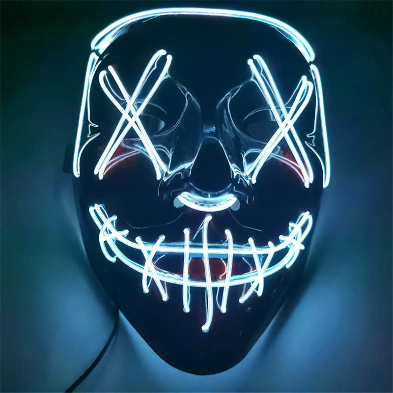 1pc Wireless Halloween Neon LED Purge Mask Masque Masquerade Party Masks Light Grow in the Dark Glowing Masker
