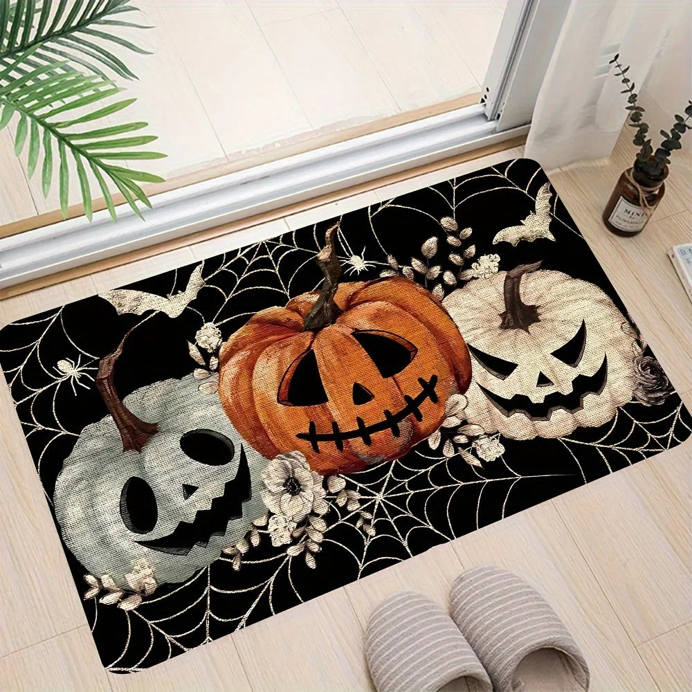 VIKAMA Halloween Spooky Pumpkin Face Carpet Home Decor, Soft, Absorb-Water, Entry Door,  Bathroom Non-Slip, Dirt-Proof Floor Mat