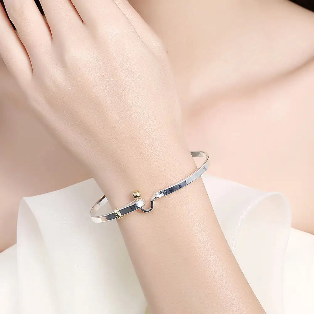 Fashion Silver Color Simple Bangle Men and Women Fashion Jewelry Birthday Party Gift Jewelry