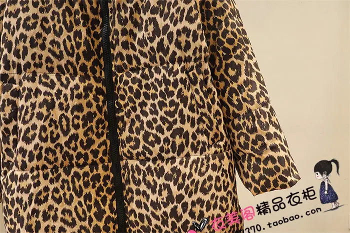 Winter Women's down jacket 2024 Trendy Simple Casual Stand Collar Zipper Large Size Cotton Padded Long Leopard Coat Outwear A236