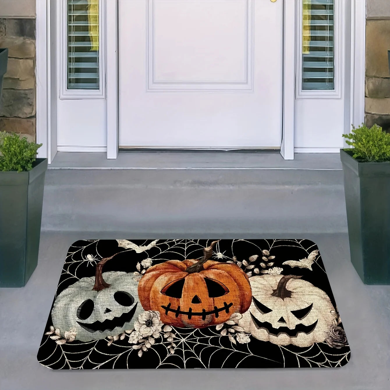 VIKAMA Halloween Spooky Pumpkin Face Carpet Home Decor, Soft, Absorb-Water, Entry Door,  Bathroom Non-Slip, Dirt-Proof Floor Mat