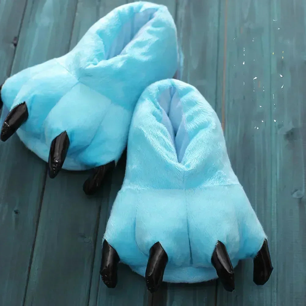 2025 Winter Warm Soft Indoor Floor Slippers Women Men Children Shoes Paw Funny Animal Christmas Monster Dinosaur Claw Plush Home