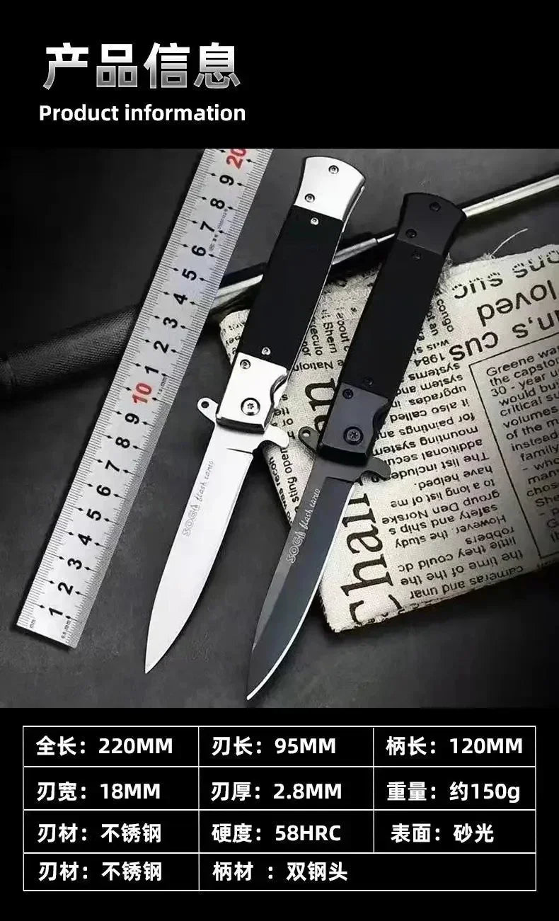 Outdoor portable foldable stainless steel outdoor high hardness tactical multi-purpose quick opening self-defense knife
