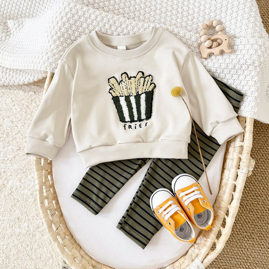 Infant Baby Boys Girls Sets Kids 2Pcs Cartoon Embroidery Long Sleeve Top+Pants Cotton SportsSuit Spring Autumn Toddler Outfit