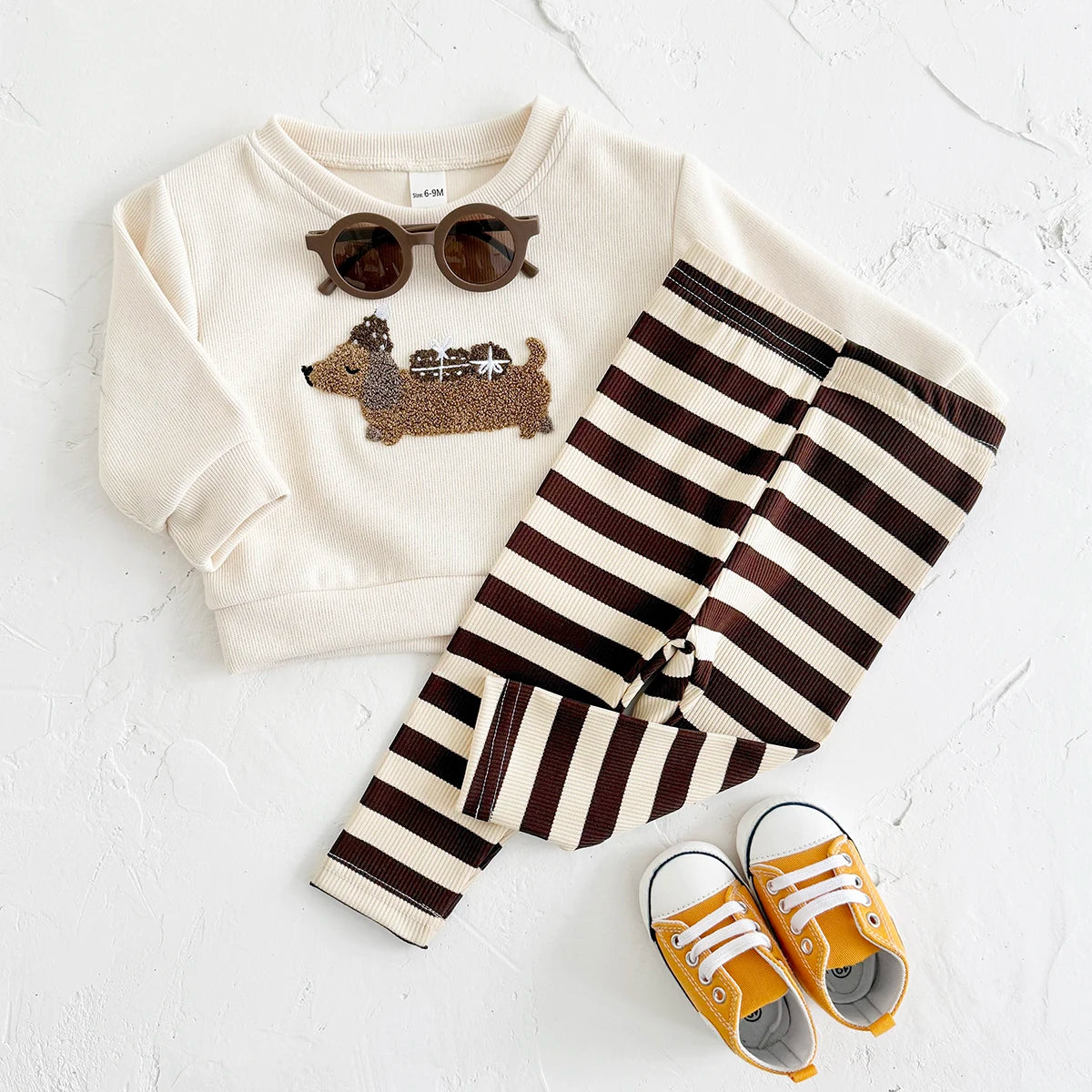 Infant Baby Boys Girls Sets Kids 2Pcs Cartoon Embroidery Long Sleeve Top+Pants Cotton SportsSuit Spring Autumn Toddler Outfit