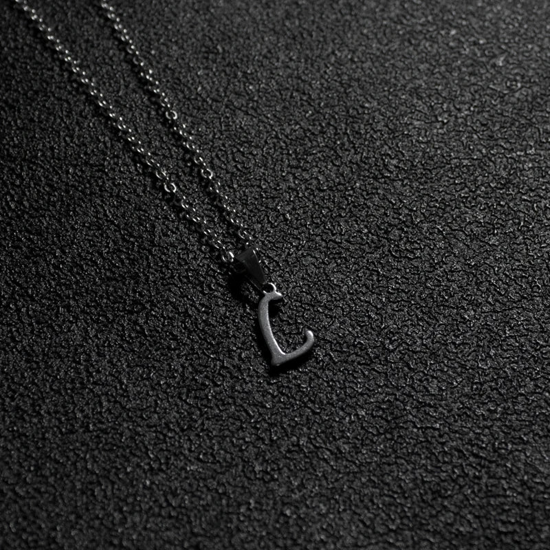 Silver Color Initial A-Z Letters Pendant Necklace for Women Men Trendy Stainless Steel Link Chain Necklaces Jewelry Gift
