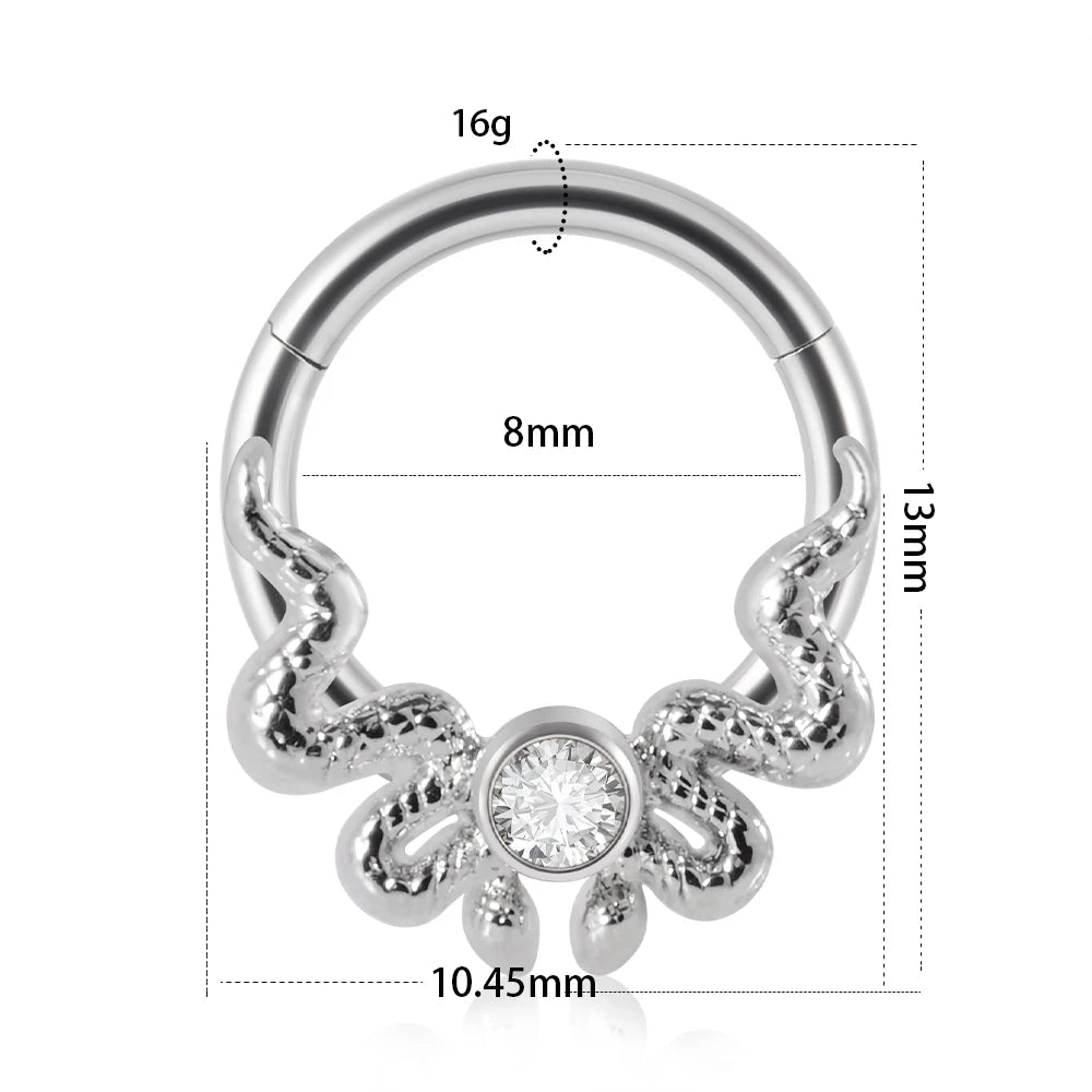 1piece Surgical Steel Micro Zircon Nose Hinged Ring Forward Septum Clicker Ear Cartilage Tragus Body Jewelry 16G
