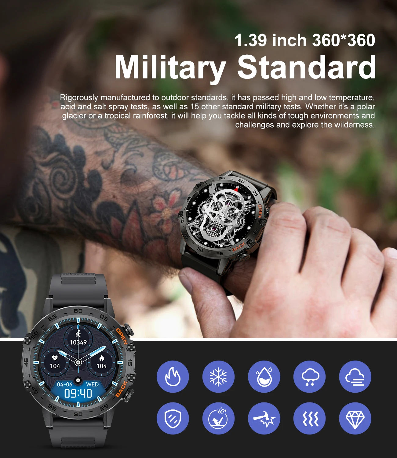 LIGE Smart Watch New1.39" Bluetooth Call Men Outdoor Sport Fitness Heart Rate Health Monitoring Smartwatch for Android IOS Phone