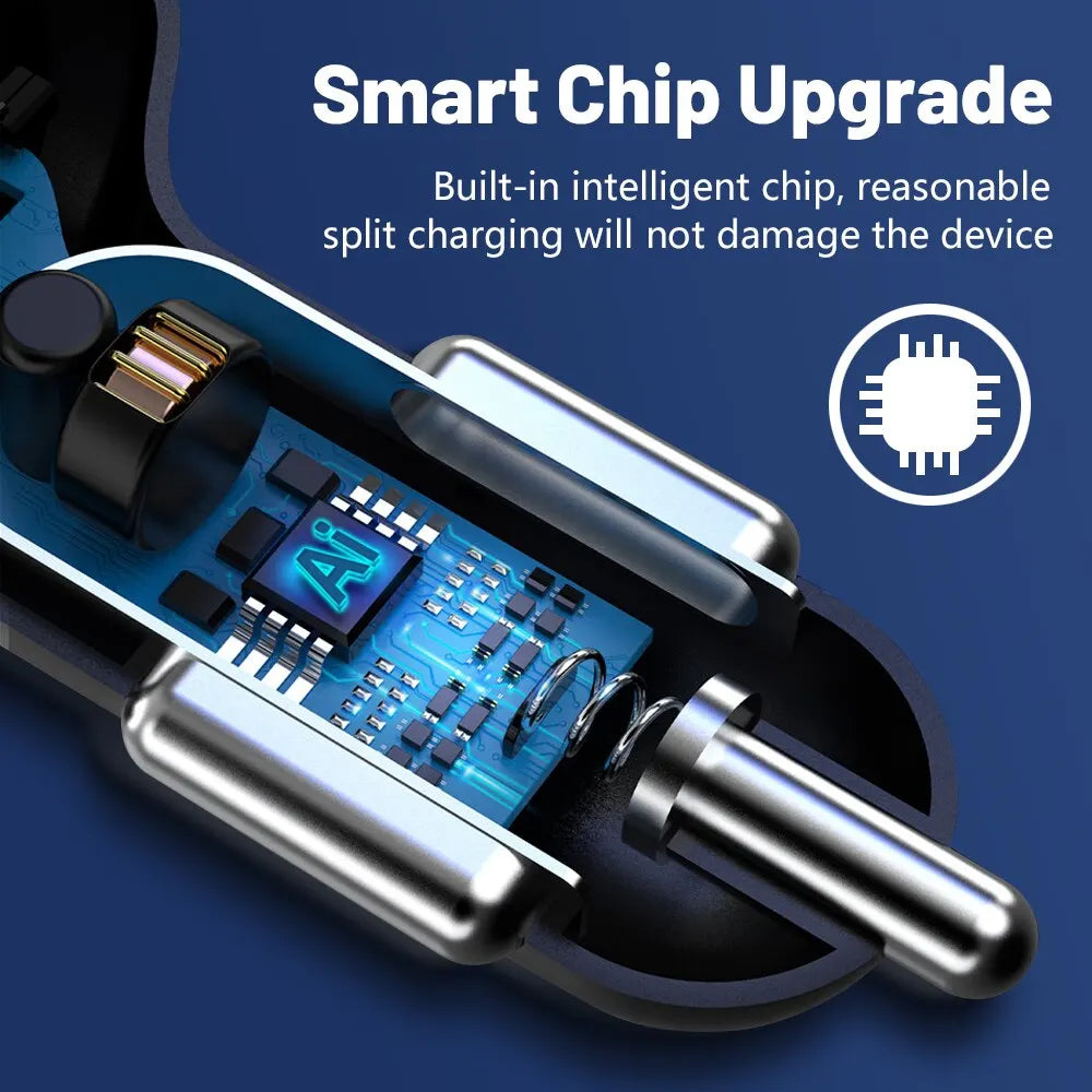 66W 4 Ports USB Car Charger Fast Charging PD Quick Charge 3.0 USB