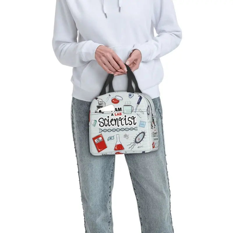 Custom I Am A Scientist Lunch Bag Science Physics Chemistry Biology Cooler Thermal Insulated Lunch Boxes for School Children