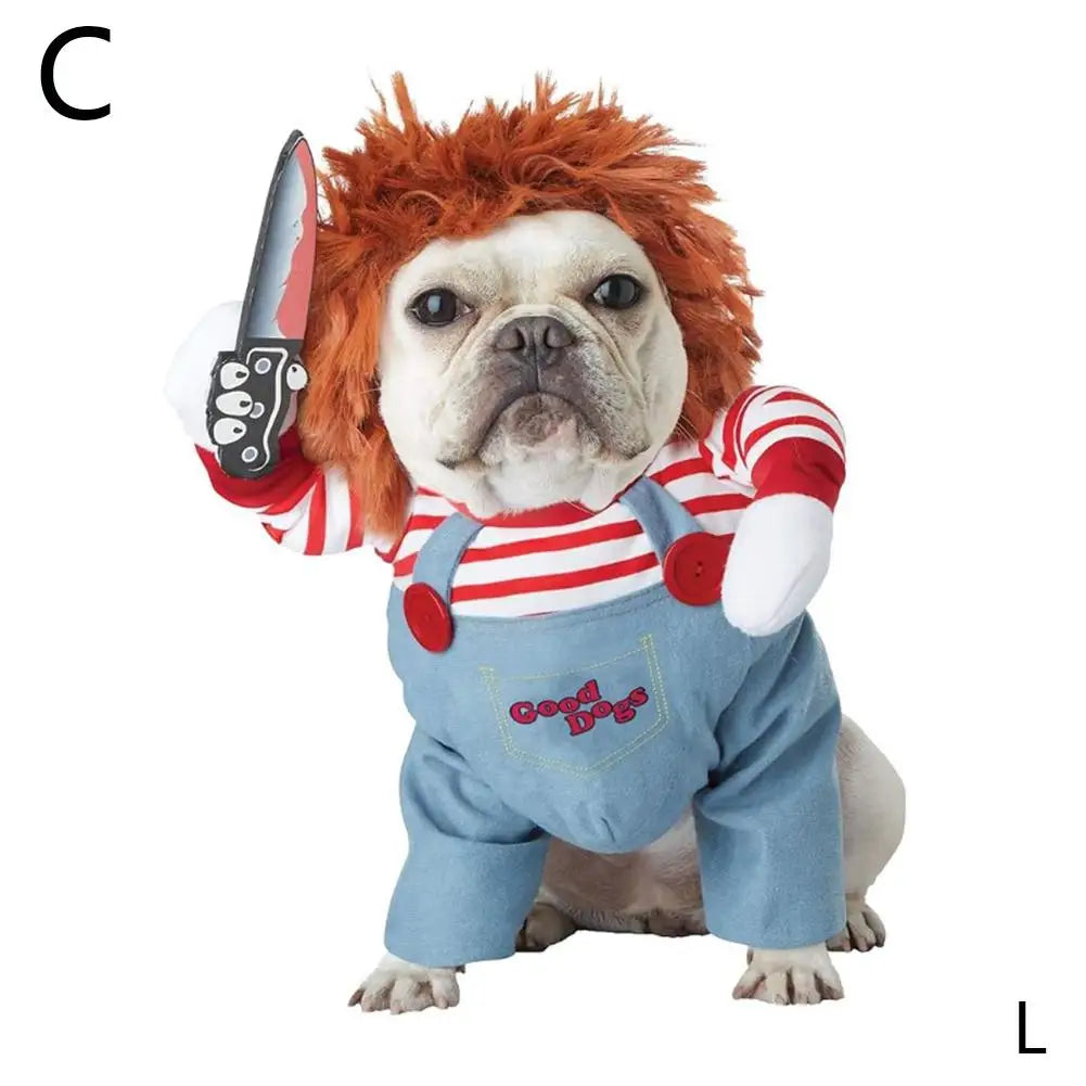 Halloween Dog Costumes Funny Pet Clothes Adjustable Dog Cosplay Costume Sets Novelty Clothing For Medium Large Dogs Bulldog Pug