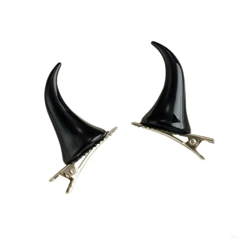 1pair Horn Hairpins Hot Girl Goth Duckbills Hair Clip Halloween Goth Ponytail Braids Hair Clip for Woman