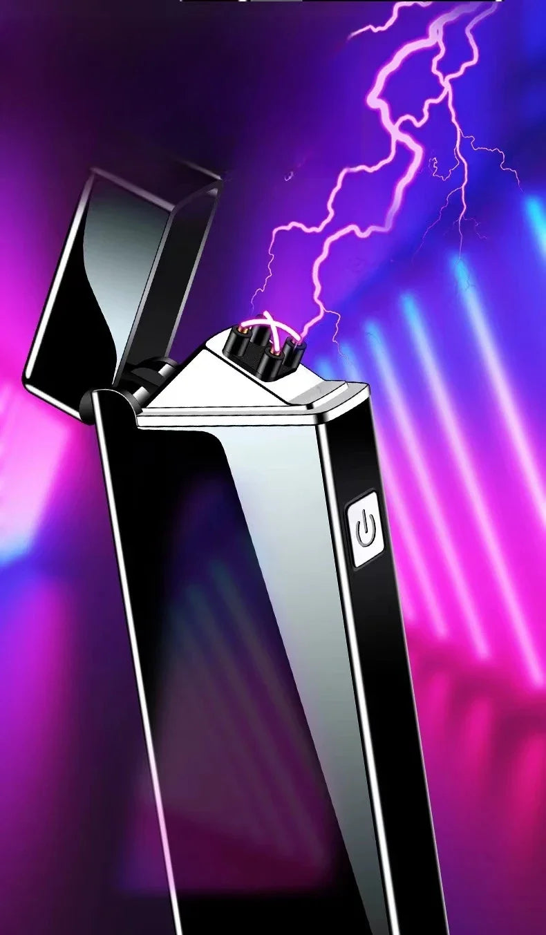 New Electronic Windproof Double Arc Pulse Flameless Lighter USB Charging Cigar Outdoor Lighter Cigarette Accessories Men's Gift