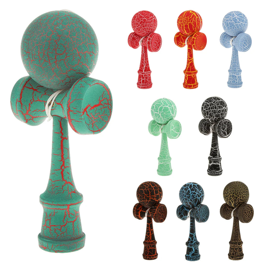 Full Crackle Paint Kendama Japanese Traditional Toy Kids Wooden Skill Ball Games Japanese Wooden Cup Ball String Stick Games