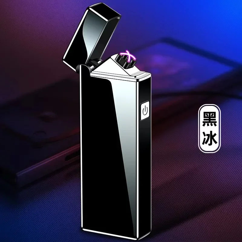 New Electronic Windproof Double Arc Pulse Flameless Lighter USB Charging Cigar Outdoor Lighter Cigarette Accessories Men's Gift