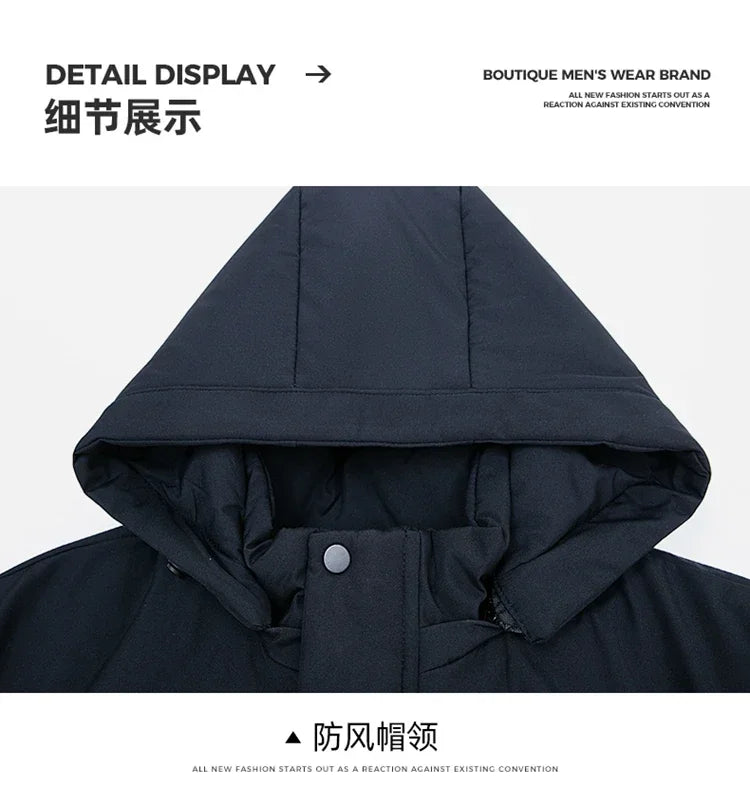 Mens Winter Jacket Windproof Men Thick Warm Gift For Father Husband Parka Windproof Parkas New Fashion Fleece Hooded Winter Coat