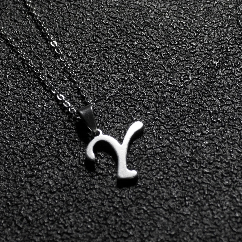 Silver Color Initial A-Z Letters Pendant Necklace for Women Men Trendy Stainless Steel Link Chain Necklaces Jewelry Gift